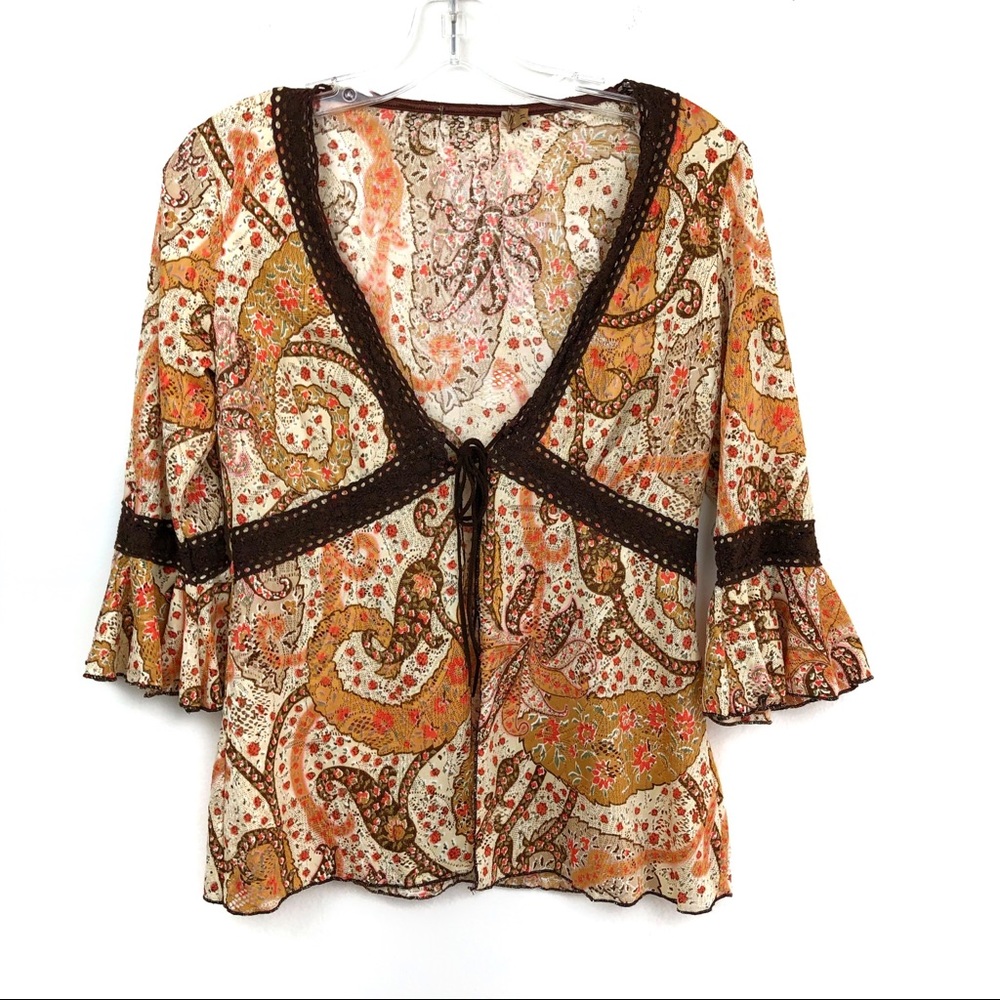 Boho lace overlay blouse top